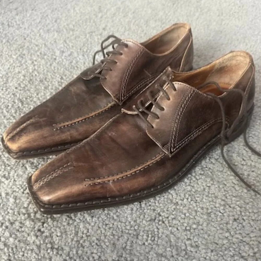 Caldoberia Coseauan Brown Leather Oxfords - Handmade in Italy - Sz. 43 - VGUC